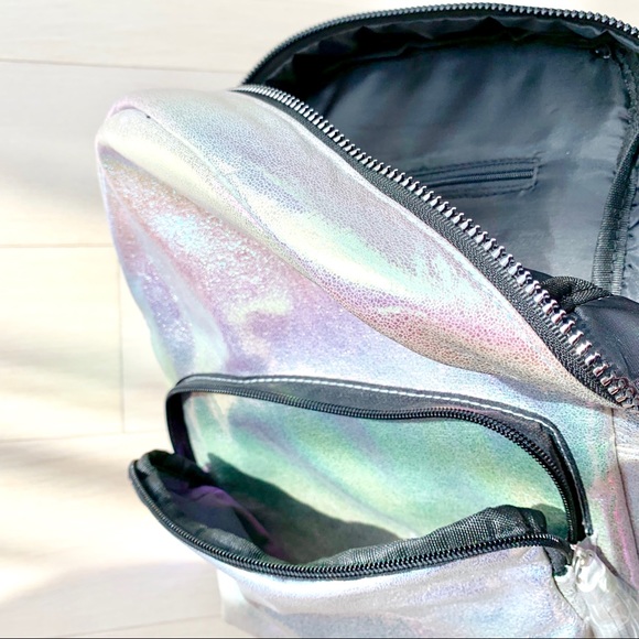 rainbow holographic metallic faux leather backpack - Picture 7 of 7